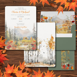 Fall in Love Mountain Wedding Invitation