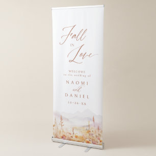 Fall In Love Mountain Wedding Welcome Retractable Banner