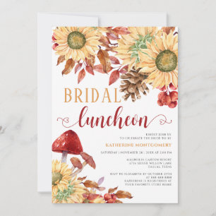 Fall In Love Mushroom Sunflowers Bridal Luncheon  Invitation
