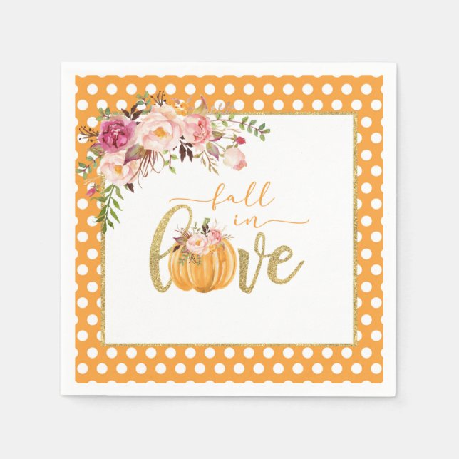 Fall in Love Napkin - Orange Dots (Front)
