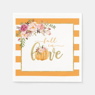 Fall in Love Napkin - Orange Stripes