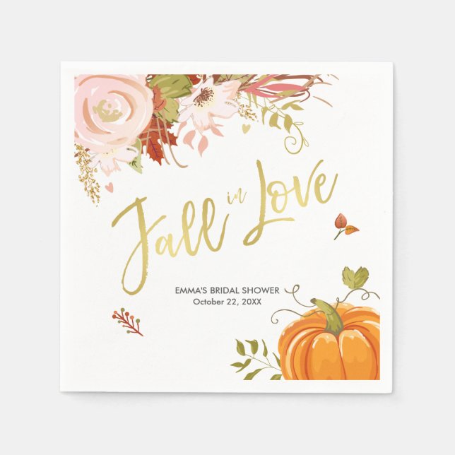 Fall in Love Napkins Bridal Fall Baby shower (Front)