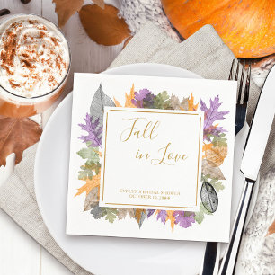 Fall in Love October Leaves Colourful Foliage Napkin