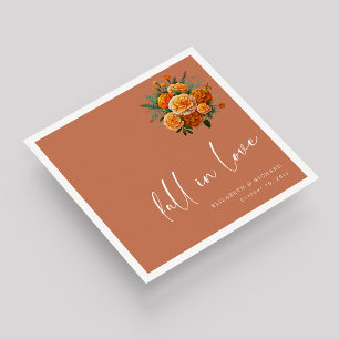 Fall in Love on Terracotta: Unique Script Wedding Napkin