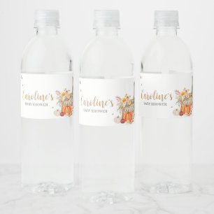 Fall In Love Orange Pumpkin  Water Bottle Label