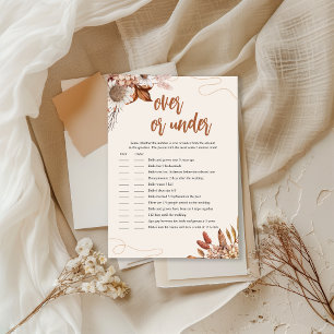 Fall in love Over Or Under Bridal Shower Game Invitation