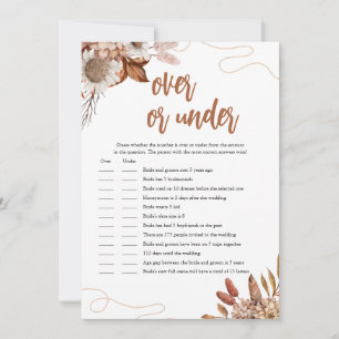 Fall in love   Over Or Under Bridal Shower Game  Invitation