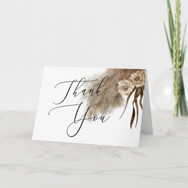 Fall In Love Pampas Grass Bridal Shower  Thank You Card (Front)