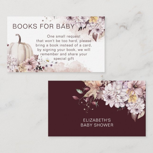 Fall in love pastel baby shower books request enclosure card (Front/Back)