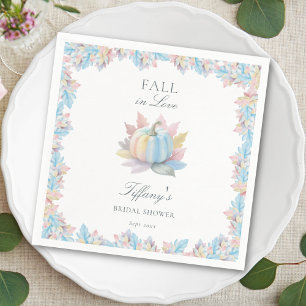 Fall in Love Pastel Blue Pumpkin Bridal Shower Napkin