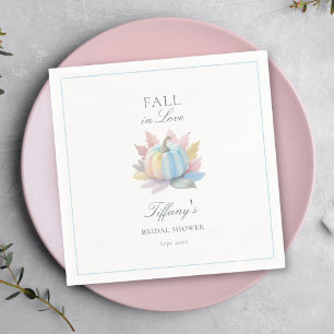 Fall in Love Pastel Blue Pumpkin Bridal Shower Napkin