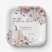 Fall in love pastel foliage pumpkin bridal shower