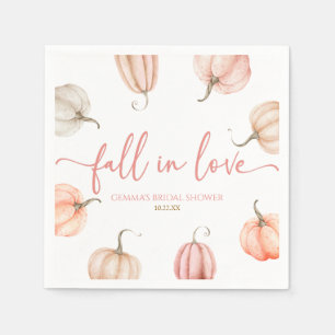 Fall In Love Pink Pumpkin Bridal Shower Napkin