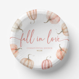 Fall In Love Pink Pumpkin Bridal Shower Paper Plate