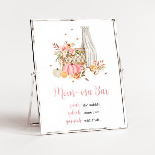 Fall In Love Pink Pumpkin Mum Osa Bar Baby Shower Poster