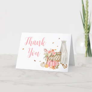 Fall In Love Pink Pumpkin Thank You Card