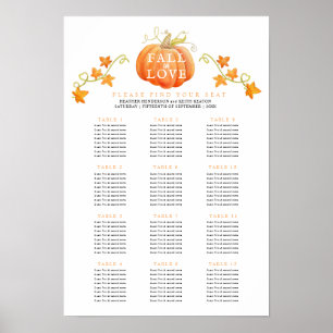 Fall in love pumpkin 12 wedding tables plan poster