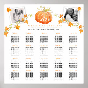 Fall in love pumpkin 20 wedding tables plan poster