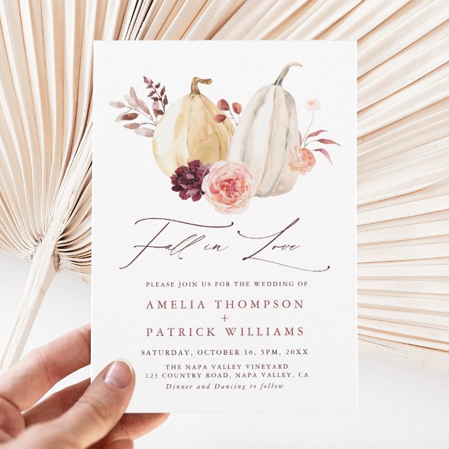 Fall in Love Pumpkin Autumn Wedding Invitation (Creator Uploaded)