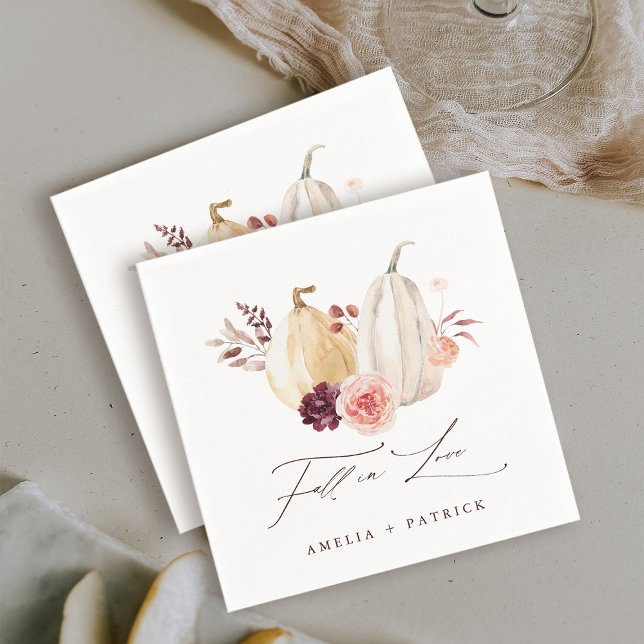Fall in Love Pumpkin Autumn Wedding Napkin (Creator Uploaded)