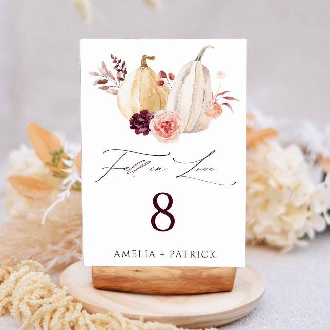 Fall in Love Pumpkin Autumn Wedding  Table Number (Creator Uploaded)