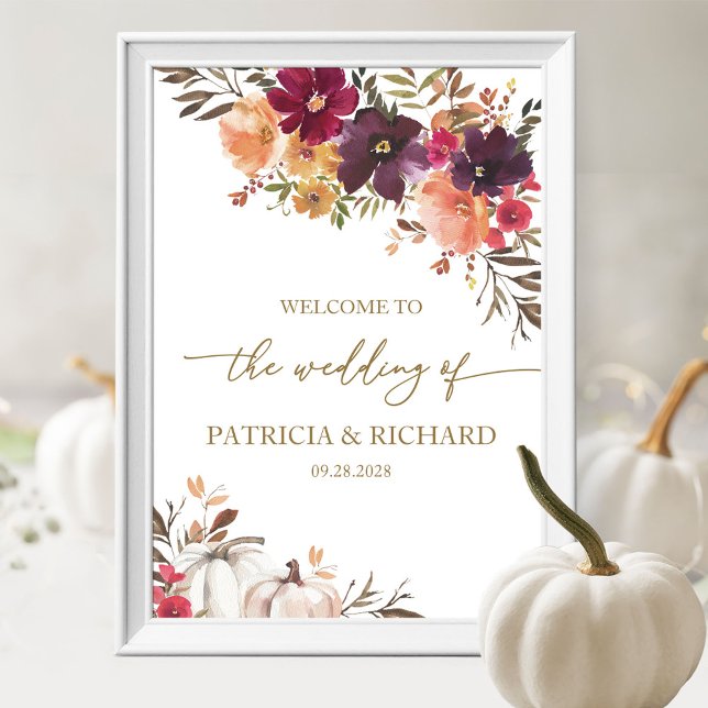 Fall in Love Pumpkin Autumn Wedding Welcome Poster (Creator Uploaded)
