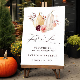 Fall in Love Pumpkin Autumn Wedding Welcome Sign