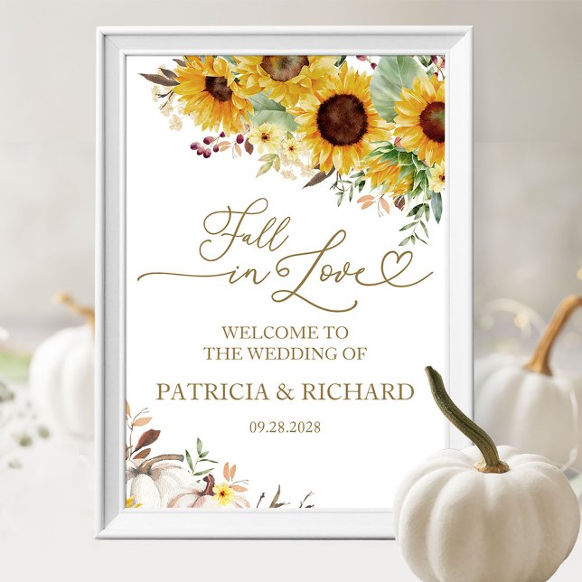 Fall in Love Pumpkin Autumn Wedding Welcome Sign (Creator Uploaded)