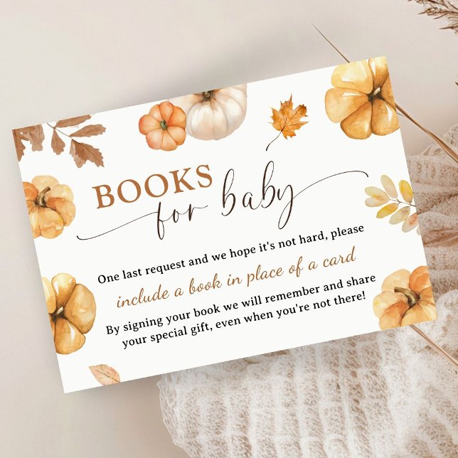 Fall in Love Pumpkin Baby Shower Books For Baby Enclosure Card (Creator Uploaded)