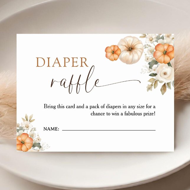 Fall in Love Pumpkin Baby Shower Diaper Raffle Enclosure Card (Creator Uploaded)