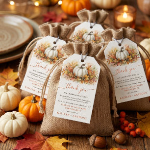Fall In Love Pumpkin Baby Shower Favour Gift Tags