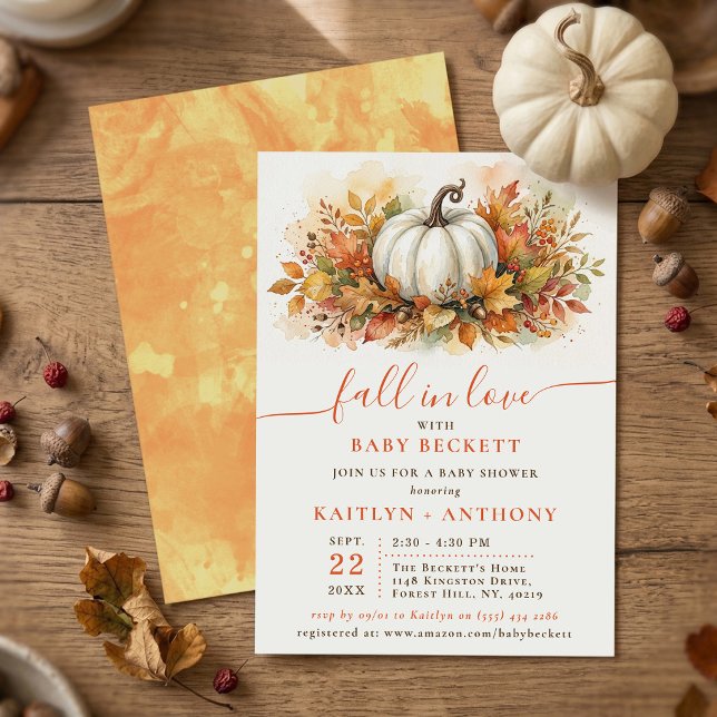 Fall In Love Pumpkin Baby Shower Invitation (Creator Uploaded)
