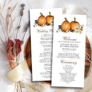 Fall in Love Pumpkin Botanical Autumn Fall Wedding Programme