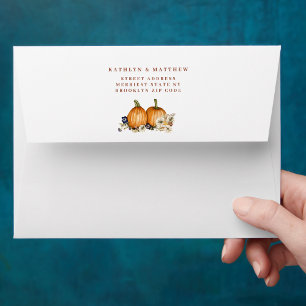 Fall In Love Pumpkin Botanical Autumn Wedding Envelope