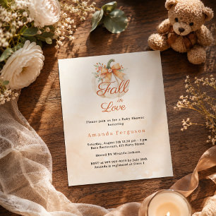 Fall In Love Pumpkin Bow Bridal Shower invitation