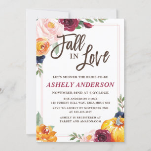 Fall In Love Pumpkin Bridal Shower Invitation