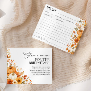 Fall in Love Pumpkin Bridal Shower Recipe Card