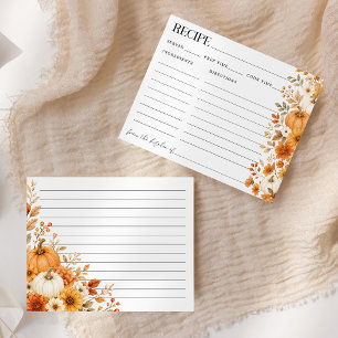 Fall in Love Pumpkin Bridal Shower Recipe Card