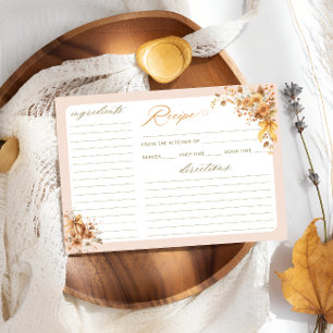 Fall in Love Pumpkin Bridal Shower Recipe Card