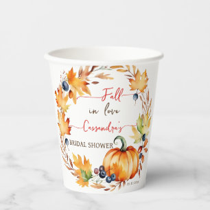 Fall in love pumpkin  bridal shower tableware paper cups