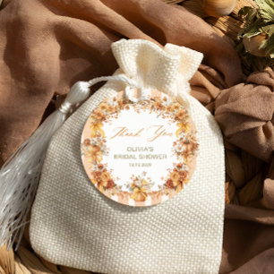 Fall in Love Pumpkin Bridal Shower Thank You Favour Tags