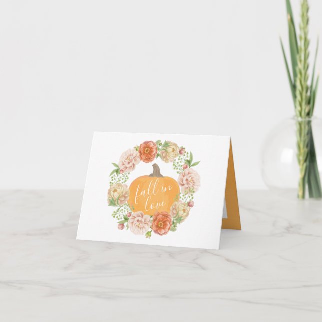 Fall in Love Pumpkin Bridal Shower Thank You Note (Front)