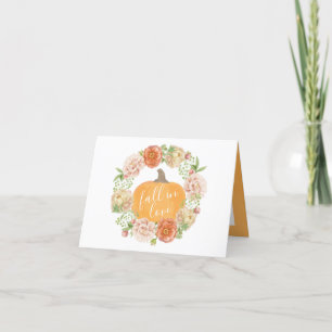 Fall in Love Pumpkin Bridal Shower Thank You Note Card