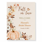 Fall in Love Pumpkin Bridal Shower Welcome Sign