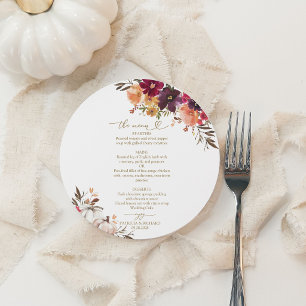 Fall in Love Pumpkin Circle Wedding Menu Card