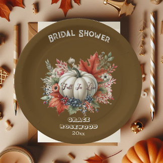 Fall In Love Pumpkin Country Brown Bridal Shower Paper Plate