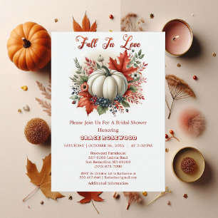 Fall In Love Pumpkin Country Rustic Bridal Shower Invitation