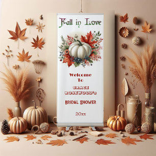 Fall In Love Pumpkin Country Rustic Bridal Shower Retractable Banner