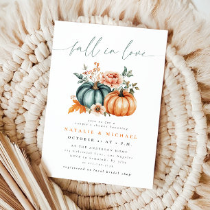 Fall in Love Pumpkin Couple's Shower Invitation