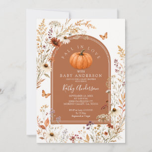 Fall in Love Pumpkin Cozy Rustic Baby Shower Invitation